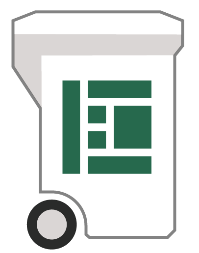 Block Bin graphic of a white bin for plastic recycling